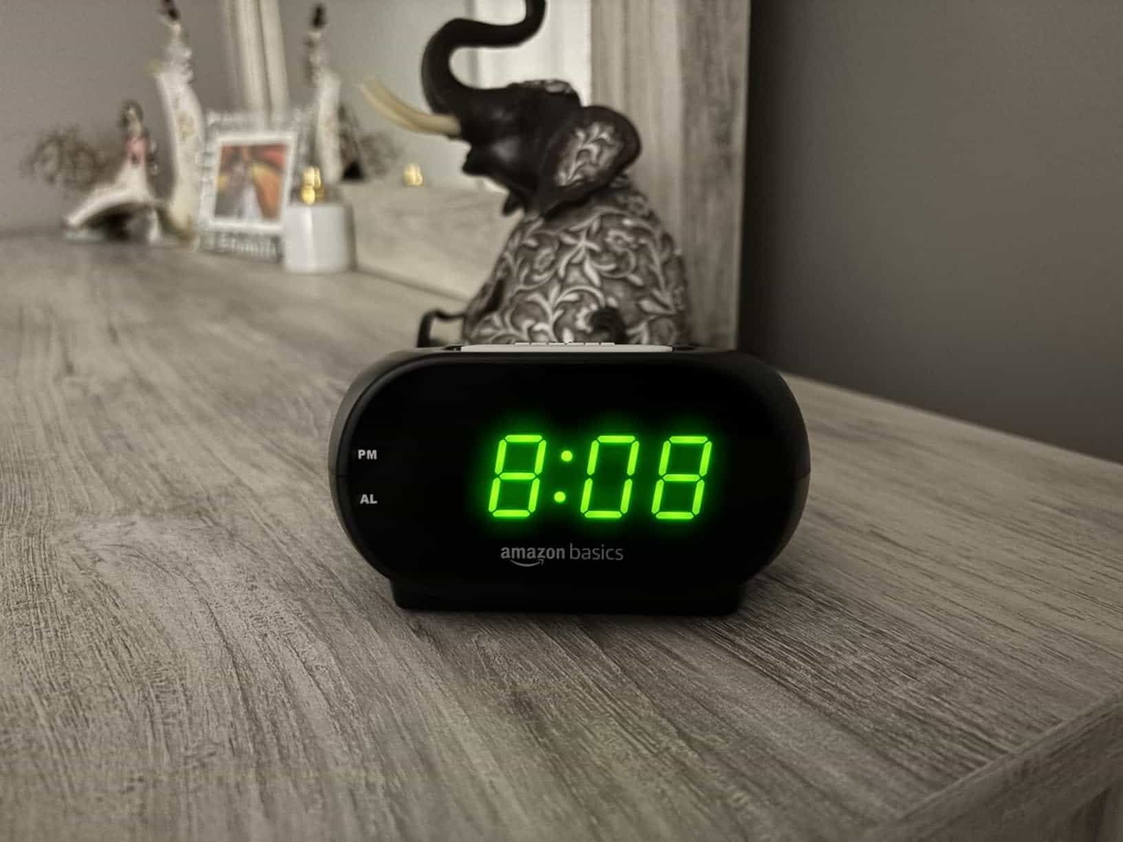 Amazon Basics Small Digital Oval Alarm Clock